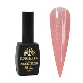 Gel UV pentru constructie, Global Fashion, Magic Extension, 12 ml, cu glitter, Roz G11