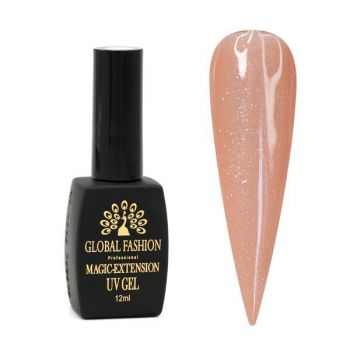 Gel UV pentru unghii, Global Fashion,Magic Extension, 12 ml, cu glitter, Nude G08