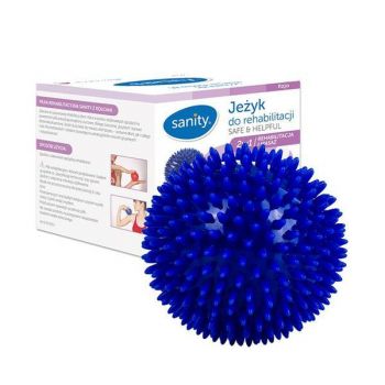 Minge Sanity Safe & Helpful, 2 in 1, pentru reabilitare si masaj, 10 cm, tip arici, Bleumarin