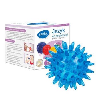 Minge Sanity Safe & Helpful, 2 in 1, pentru reabilitare si masaj, 6 cm, tip arici, Albastru ieftina