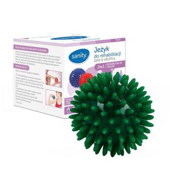 Minge Sanity Safe & Helpful, 2 in 1, pentru reabilitare si masaj, 7 cm, tip arici, Verde inchis ieftina