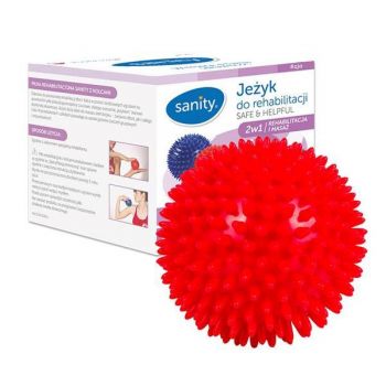 Minge Sanity Safe & Helpful, 2 in 1, pentru reabilitare si masaj, 9 cm, tip arici, Rosu ieftina