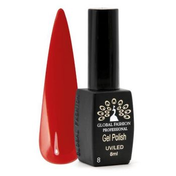 Oja semipermanenta  Black Elite, Global Fashion 8 ml, Rosu 008