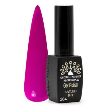 Oja semipermanenta  Black Elite, Global Fashion 8 ml, Roz 204