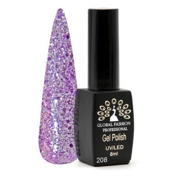 Oja semipermanenta Black Elite, Global Fashion, 8 ml, Violet 208