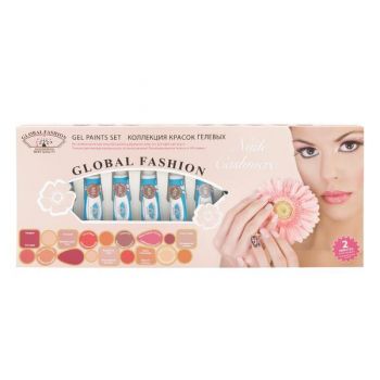 Set 10 gel vopsea in tub, Nude Cashmere, Global Fashion, 5 gr, Multicolor de firma original