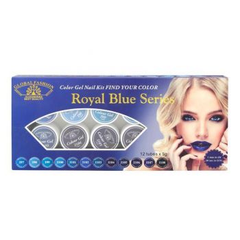 Set 12 gel color, Global Fashion, Royal Blue Series, 5 gr, Albastru