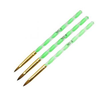 Set 3 pensule pentru acril, Global Fashion, Verde
