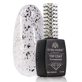 Top Coat Foil Silver, Global Fashion, top/finish, fara strat lipicios, 12 ml, Silver Glossy la reducere