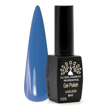 Oja semipermanenta, Global Fashion, Black Elite, 8 ml, Albastru 109 ieftina