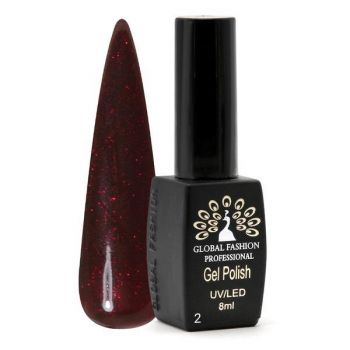 Oja semipermanenta, Global Fashion, Black Elite, 8 ml, Rosu bordo 002 la reducere