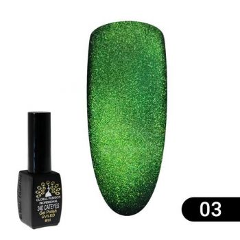 Oja semipermanenta, Global Fashion, Cat Eye 24D, Cat Eye, 8 ml, Verde 03 la reducere