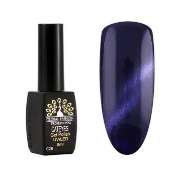 Oja semipermanenta, Global Fashion, Cat Eye, 8 ml, Albastru 28