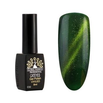 Oja semipermanenta, Global Fashion, Cat Eye, 8 ml, Verde 32 la reducere