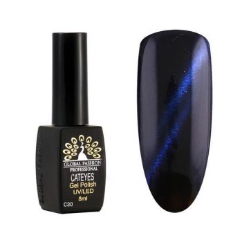 Oja semipermanenta, Global Fashion, Cat Eye, 8ml, Albastru 30