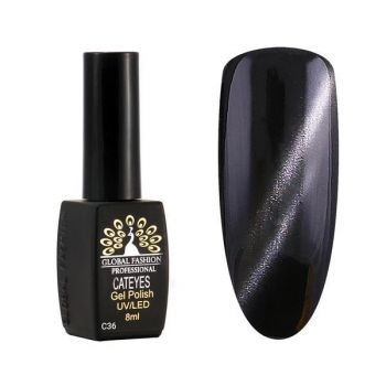 Oja semipermanenta, Global Fashion, Cat Eye, 8ml, Negru 36 la reducere