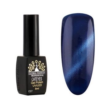 Oja semipermanenta, Global Fashion, Cat Eyes, 8 ml, Albastru 27 la reducere