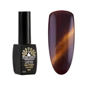 Oja semipermanenta, Global Fashion, Cat Eyes, 8 ml, Maro 15 la reducere