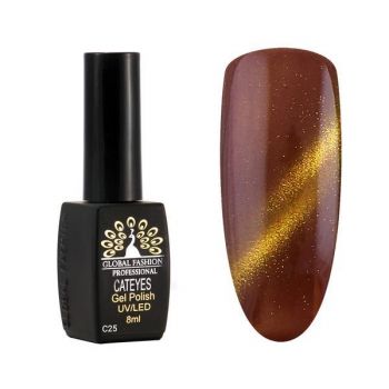 Oja semipermanenta, Global Fashion, Cat Eyes, 8 ml, Maro 25 la reducere