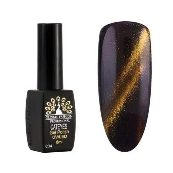 Oja semipermanenta, Global Fashion, Cat Eyes, 8 ml, Maro 34 de firma original