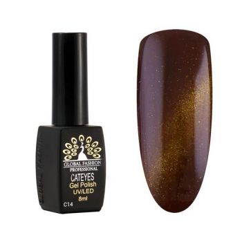 Oja semipermanenta, Global Fashion, Cat Eyes, 8ml, Maro 14 la reducere