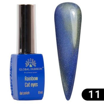 Oja semipermanenta, Global Fashion, Rainbow Laser Cat Eyes, 8 ml, Albastru 11 la reducere