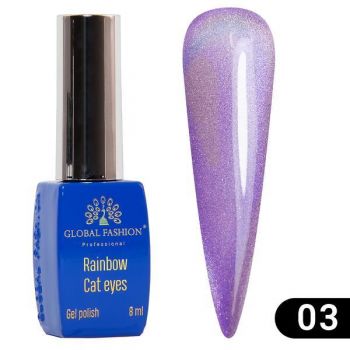 Oja semipermanenta, Global Fashion, Rainbow Laser Cat Eyes 8 ml, Violet 03 de firma originala