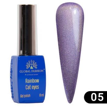 Oja semipermanenta, Global Fashion, Rainbow Laser Cat Eyes, 8 ml, Violet 05 la reducere