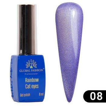 Oja semipermanenta, Global Fashion, Rainbow Laser Cat Eyes, 8 ml, Violet 08 la reducere