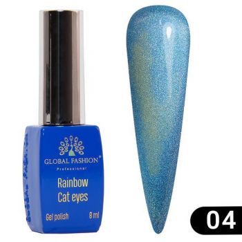 Oja semipermanenta, Global Fashion, Rainbow Laser Cat Eyes, 8ml, Albastru 04 la reducere