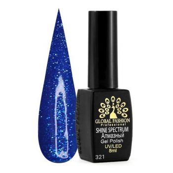 Oja semipermanenta, Global Fashion, Shine Spectrum, 8 ml, Albastru 321 ieftina