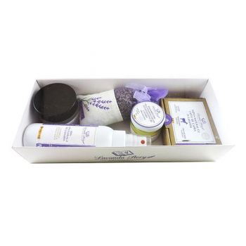 Set cadou Lavanda Story 5(apa flrala, sapun, crema de fata, balsam piele crapata, saculet) 280g
