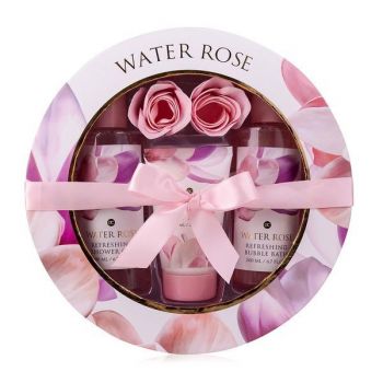 Set de baie Accentra WATER ROSE intr-o cutie cadou, 200ml spumant de baie, 200ml gel de dus, 75ml lotiune de corp, 2 x 4 g trandafir de baie