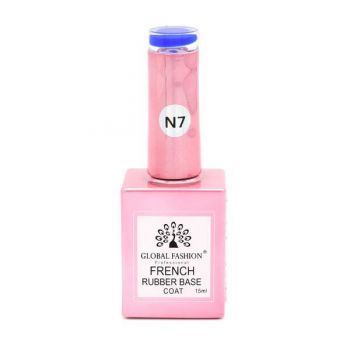 Baza Rubber Base Coat, French Neon, Global Fashion, 15 ml, Albastru 07 ieftina