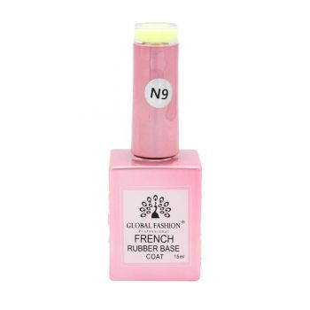 Baza Rubber Base Coat, French Neon, Global Fashion, 15 ml, Galben 09