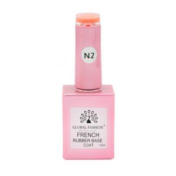 Baza Rubber Base Coat, French Neon, Global Fashion, 15 ml, Portocaliu 0 ieftina