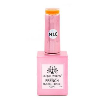 Baza Rubber Base Coat, French Neon, Global Fashion, 15 ml, Portocaliu 10 la reducere