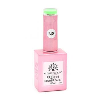 Baza Rubber Base Coat, French Neon, Global Fashion, 15 ml, Verde 08 ieftina