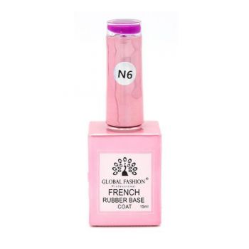 Baza Rubber Base Coat, French Neon, Global Fashion, 15 ml, Violet 06 la reducere