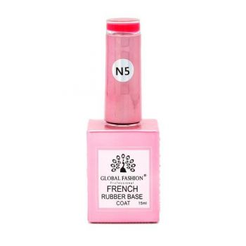 Baza Rubber Base Coat, French Neon, Global Fashion, 15ml, Rosu 05 ieftina