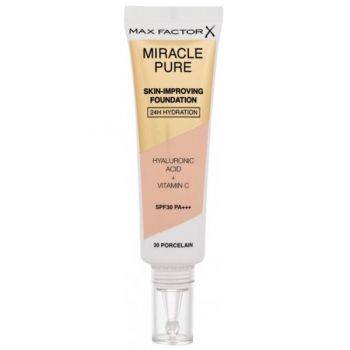 Fond de Ten - Max Factor Miracle Pure Skin-Improving Foundation SPF 30 PA+++, nuanta 30 Porcelain, 30 ml