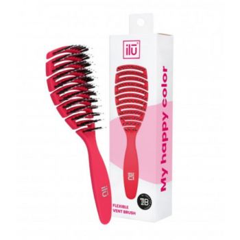 Perie de par Ilu My Happy Color Flexible Vent Brush Detangling Rose