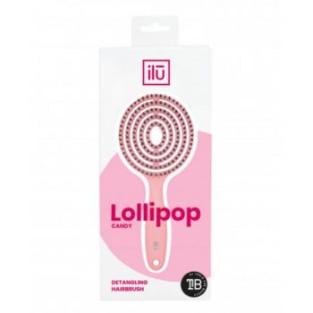 Perie de par roz Ilu Hair Brush Lollipop Candy de firma original