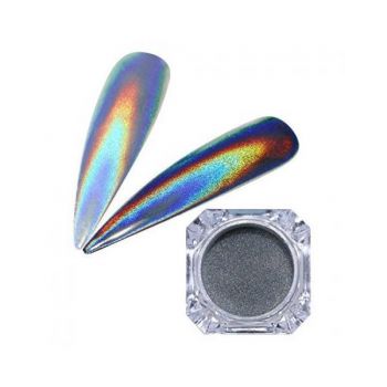Pigment pentru unghii, Global Fashion, Holografic Silver, 5 gr, Argintiu