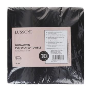 Prosoape de unica folosinta netesute perforate negre - Lussoni Dsp Foil Towel Fabric Perf Black 70x50cm, 50 buc ieftin