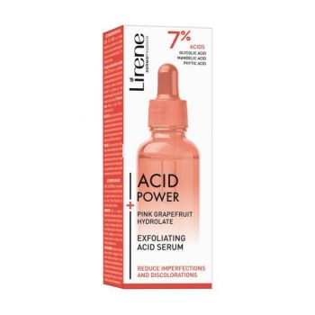 Ser Acid Exfoliant, Lirene Acid Power cu hidrolat din grapefruit roz si complex 7, 30ml ieftin