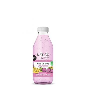 Gel de dus Smoothie Natigo By Nature cu extract de Capsuni si Banane 97% ingrediente naturale 400ml