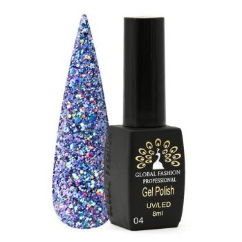 Oja semipermanenta, Global Fashion, Diamond Ball, 8 ml, Violet 004 de firma originala