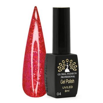 Oja semipermanenta, Global Fashion, Shine Spectrum Red, 8 ml, Rosu 04
