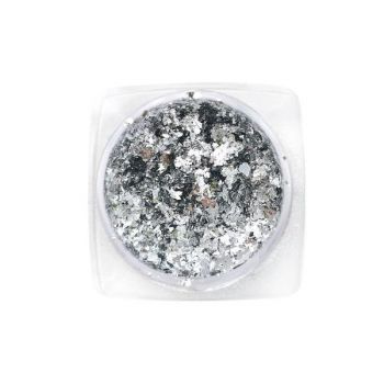 Pigment pentru unghii Global Fashion, Silver flakes, 5 gr, Argintiu de firma original